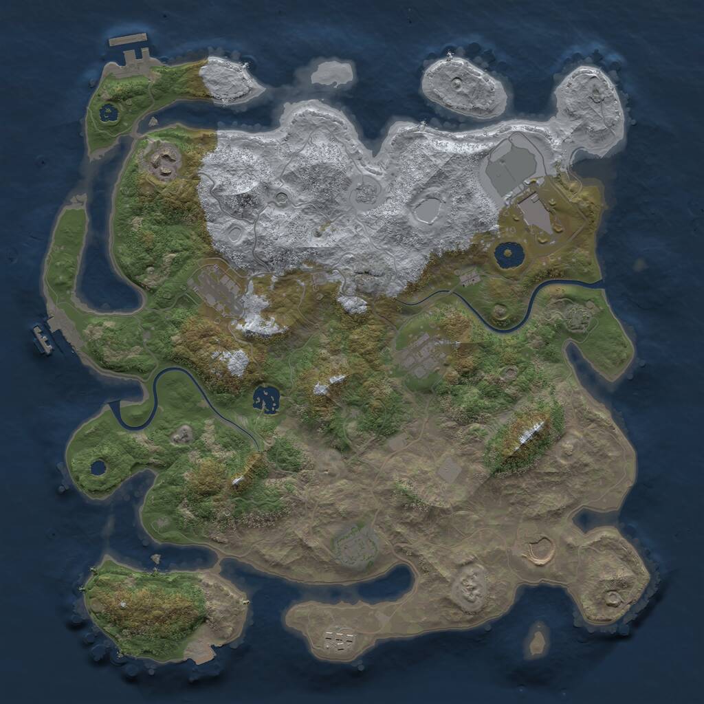 Rust Map: Procedural Map, Size: 3750, Seed: 1381173585, 14 Monuments