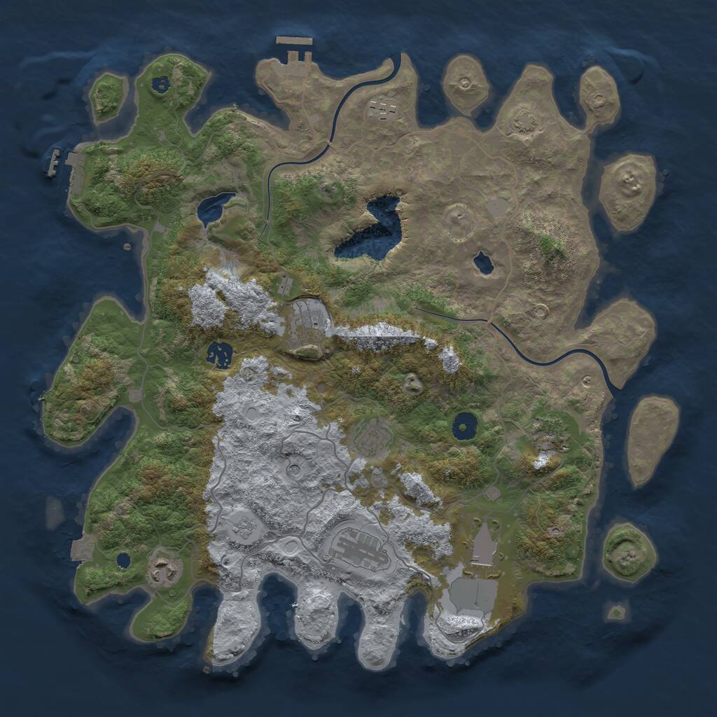 Rust Map: Procedural Map, Size: 4000, Seed: 680285, 14 Monuments