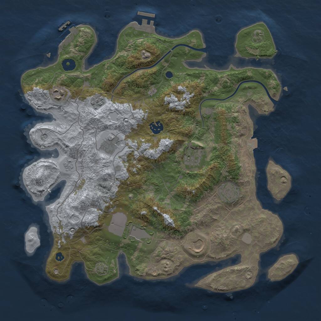 Rust Map: Procedural Map, Size: 3700, Seed: 979433508, 14 Monuments