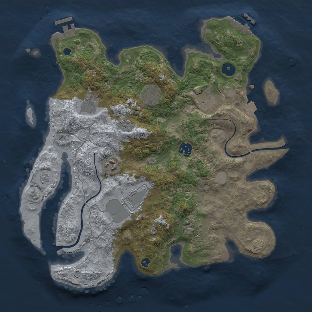 Rust Map: Procedural Map, Size: 3500, Seed: 5837629, 14 Monuments