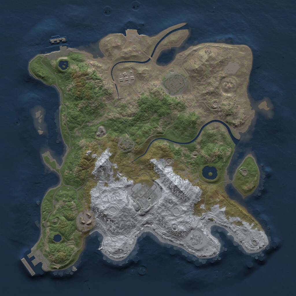 Rust Map: Procedural Map, Size: 3000, Seed: 6958173, 10 Monuments