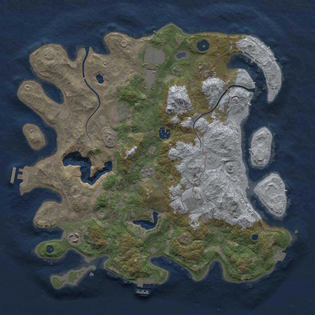 Rust Map: Procedural Map, Size: 4000, Seed: 1192445385, 13 Monuments