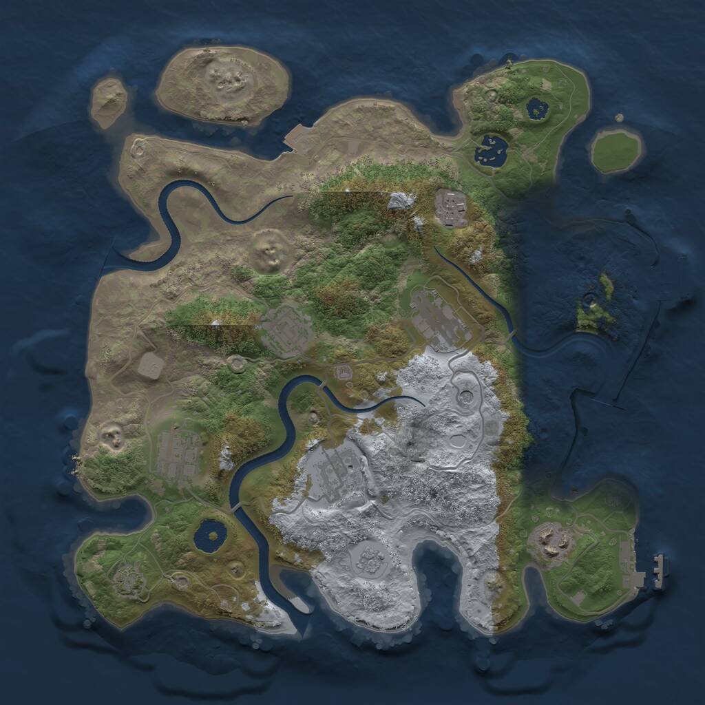 Rust Map: Procedural Map, Size: 3250, Seed: 1412972423, 13 Monuments