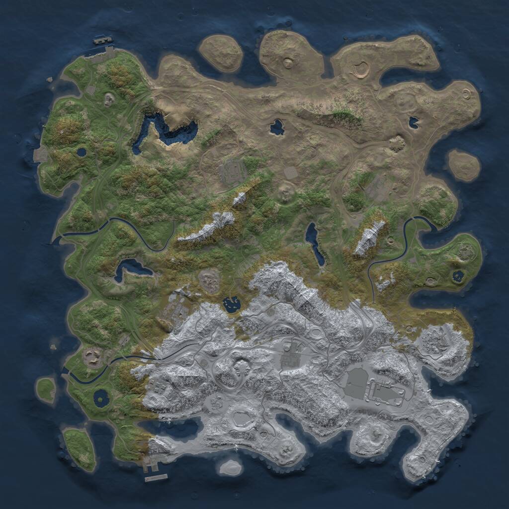 Rust Map: Procedural Map, Size: 4500, Seed: 1241044323, 16 Monuments