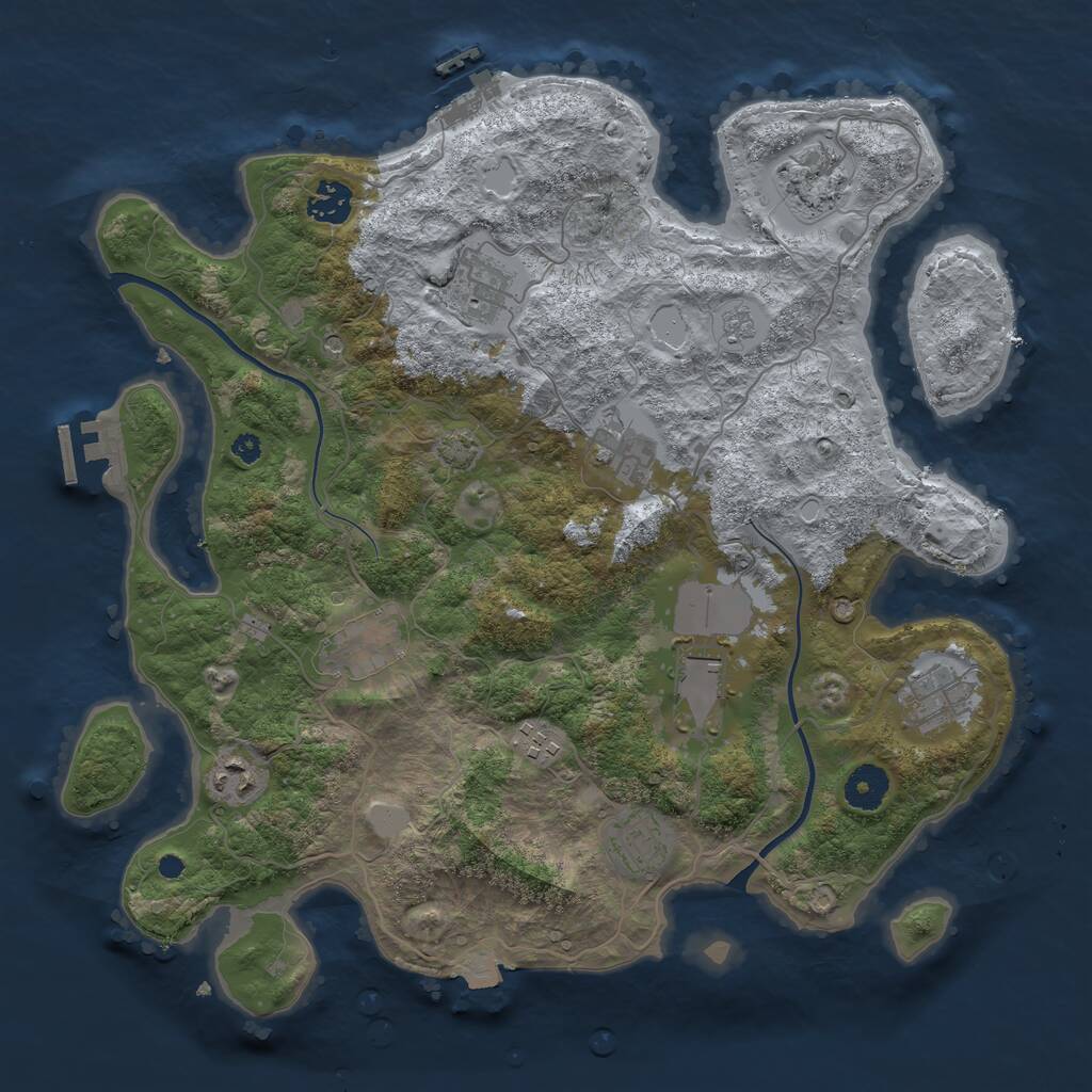 Rust Map: Procedural Map, Size: 3700, Seed: 702037031, 16 Monuments