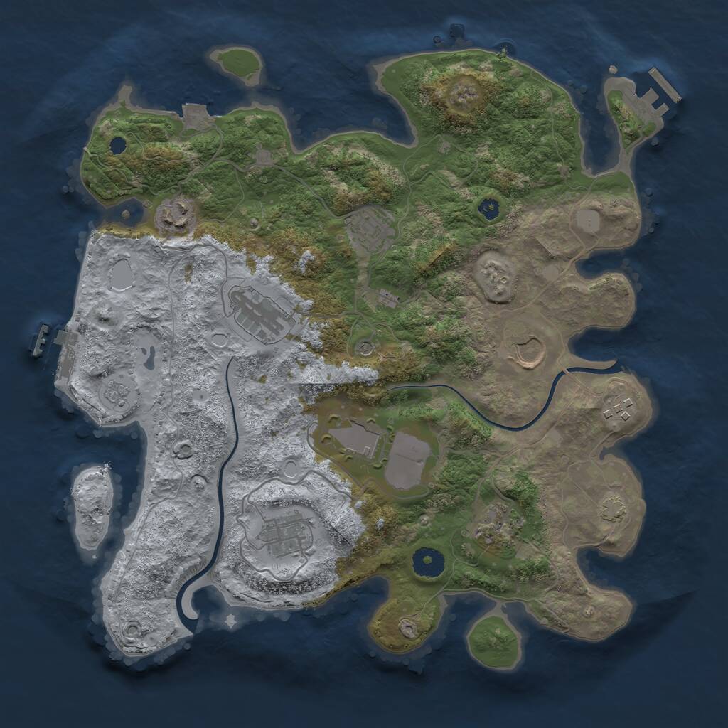 Rust Map: Procedural Map, Size: 3500, Seed: 1719515477, 14 Monuments
