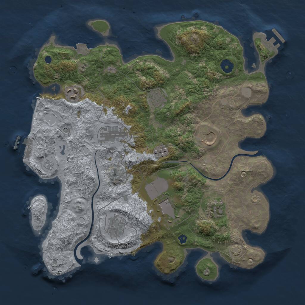 Rust Map: Procedural Map, Size: 3500, Seed: 1719515477, 14 Monuments