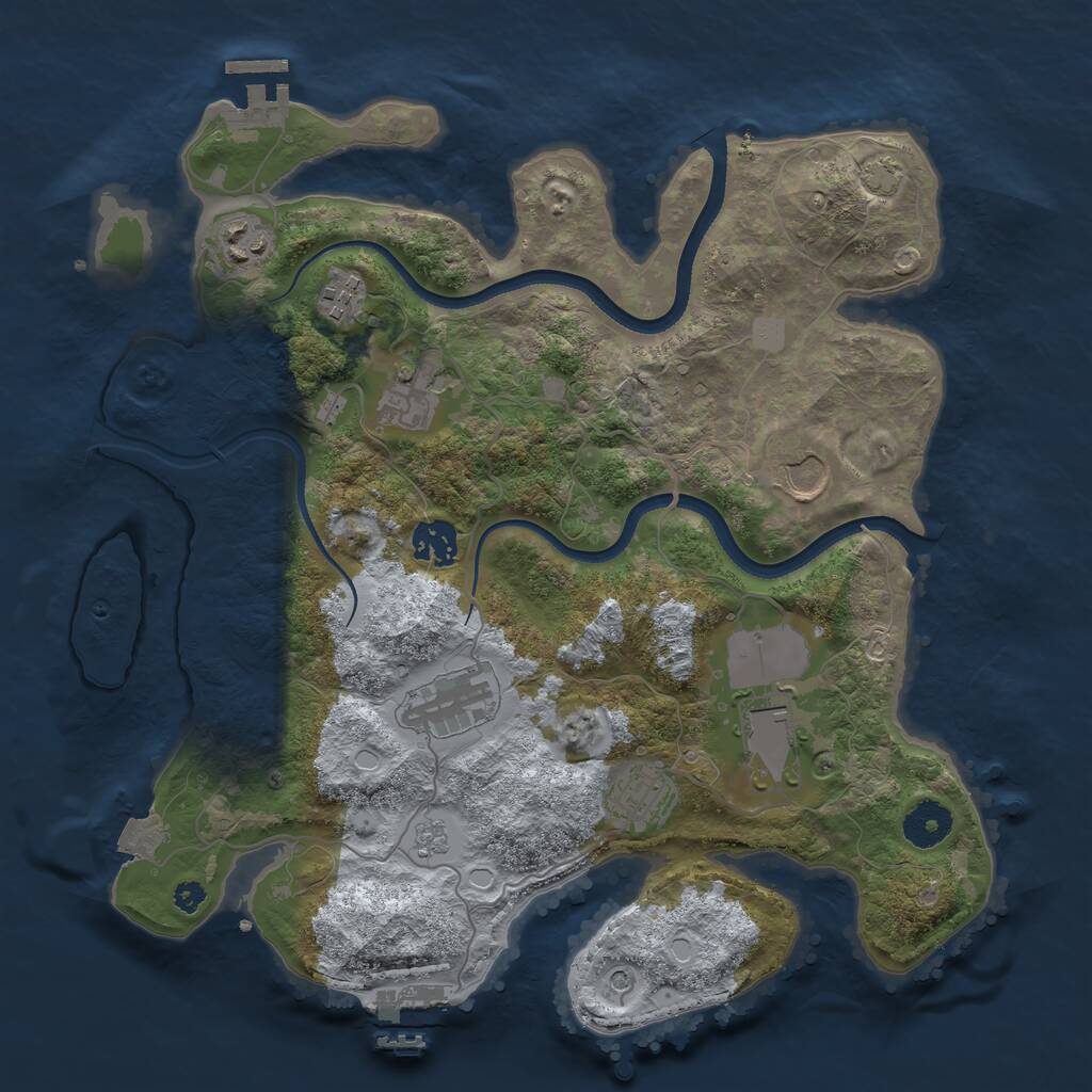 Rust Map: Procedural Map, Size: 3500, Seed: 2747352, 14 Monuments