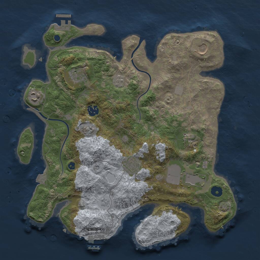 Rust Map: Procedural Map, Size: 3500, Seed: 2747352, 14 Monuments