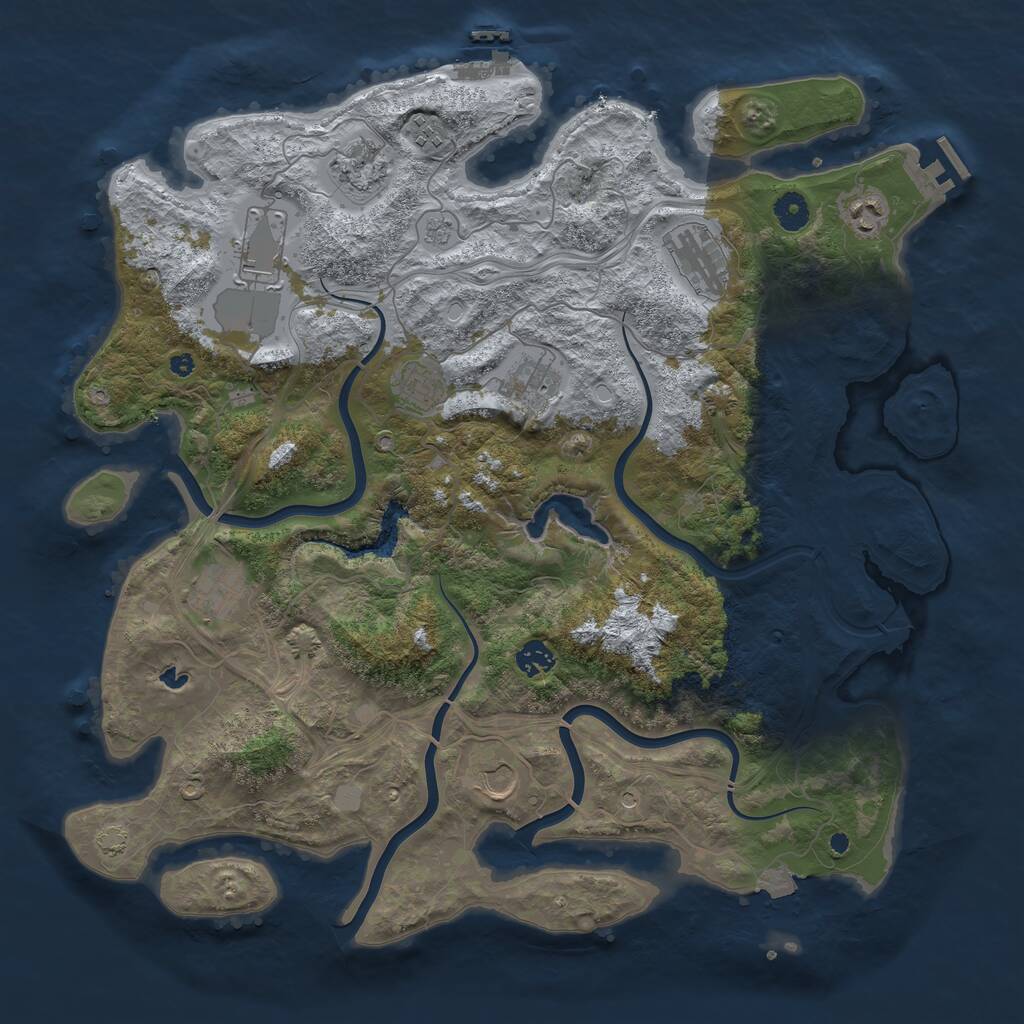 Rust Map: Procedural Map, Size: 4250, Seed: 908354501, 16 Monuments