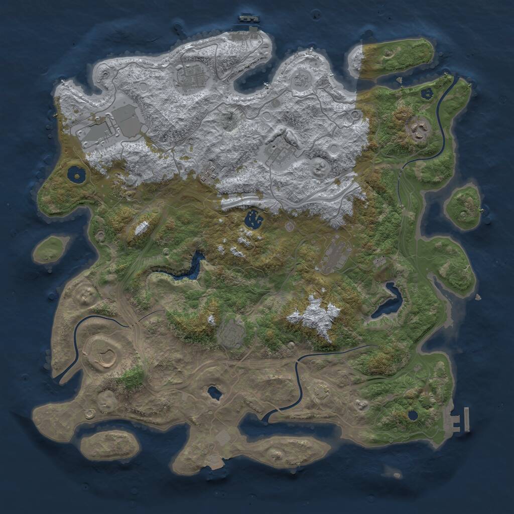 Rust Map: Procedural Map, Size: 4250, Seed: 908354501, 16 Monuments