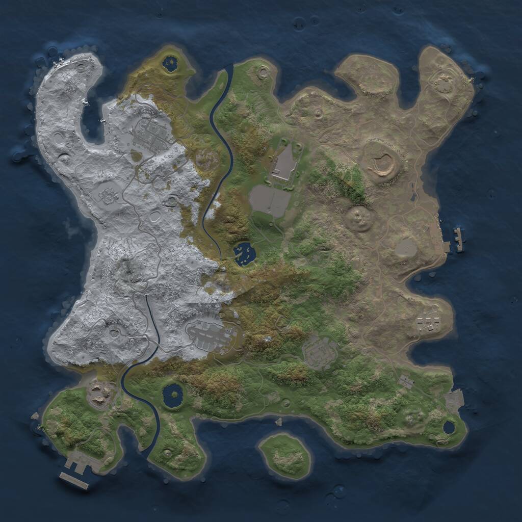 Rust Map: Procedural Map, Size: 3500, Seed: 1162231819, 14 Monuments