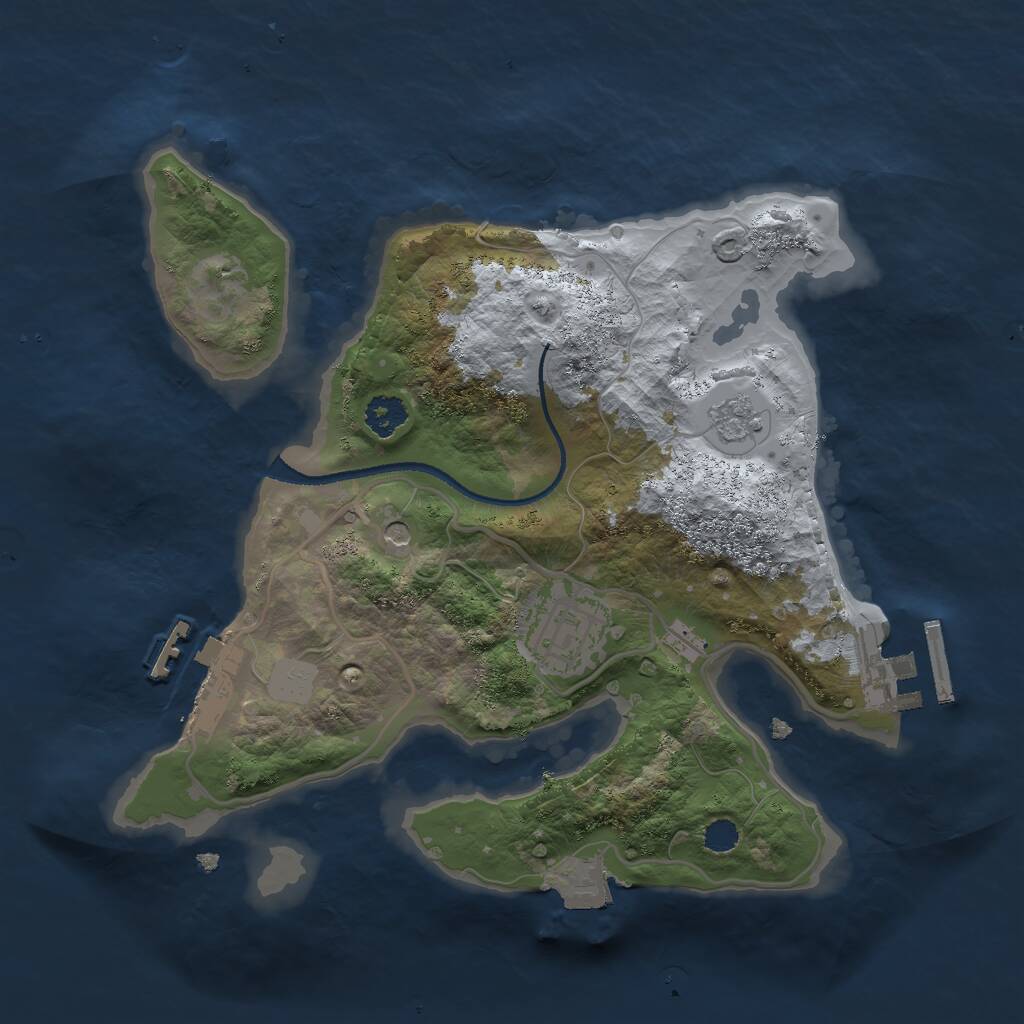 Rust Map: Procedural Map, Size: 2500, Seed: 24000, 6 Monuments