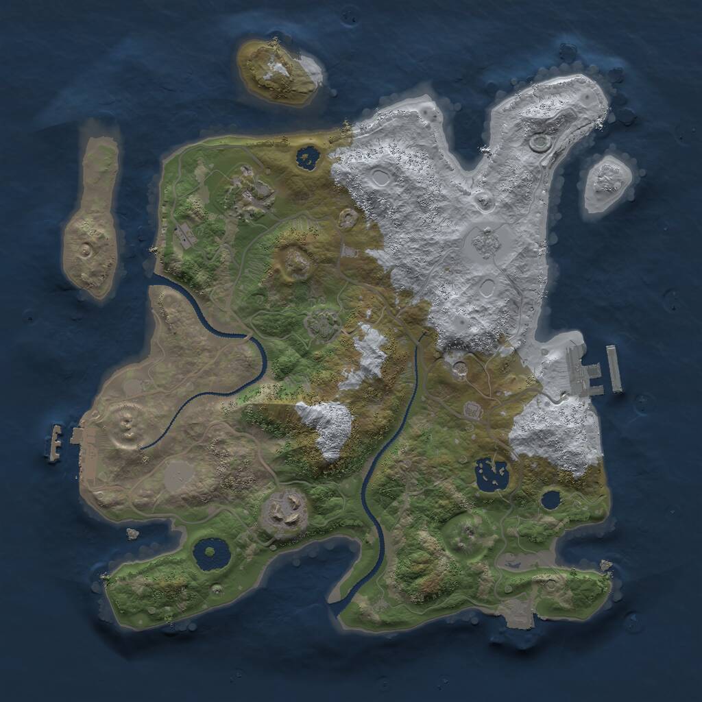 Rust Map: Procedural Map, Size: 3000, Seed: 117577048, 9 Monuments