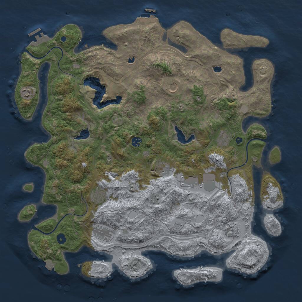 Rust Map: Procedural Map, Size: 4500, Seed: 29900421, 16 Monuments