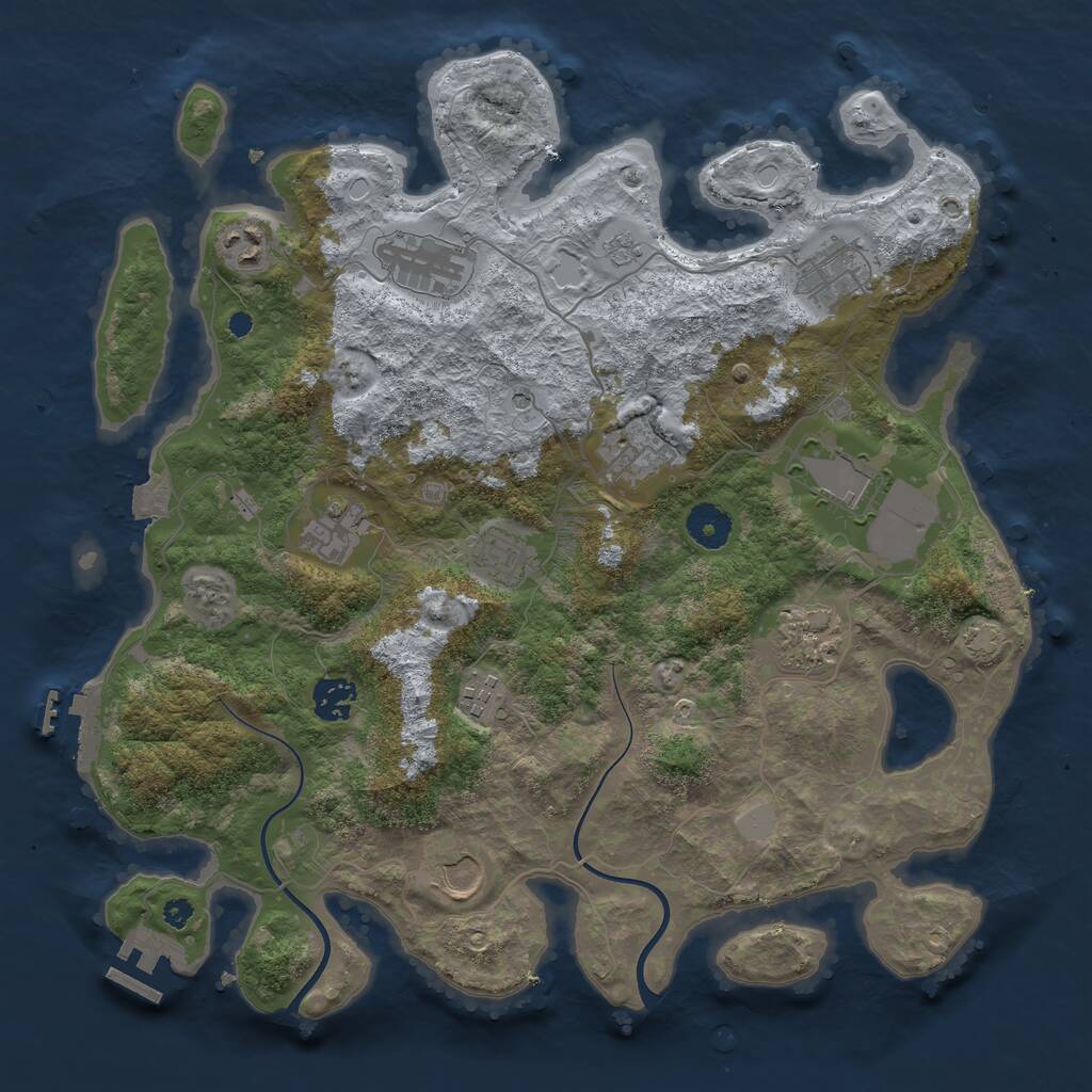 Rust Map: Procedural Map, Size: 3700, Seed: 1829503378, 17 Monuments