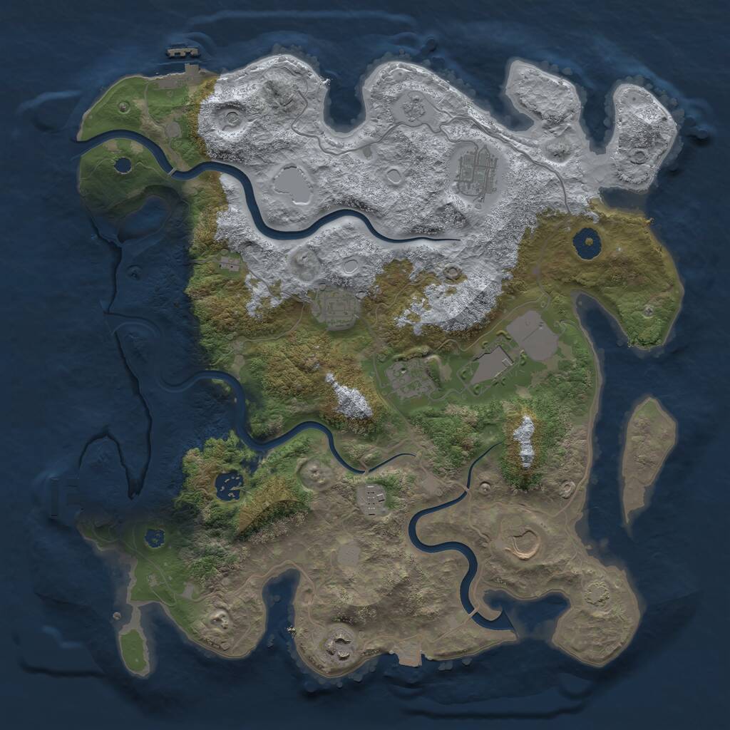 Rust Map: Procedural Map, Size: 3750, Seed: 260791808, 14 Monuments