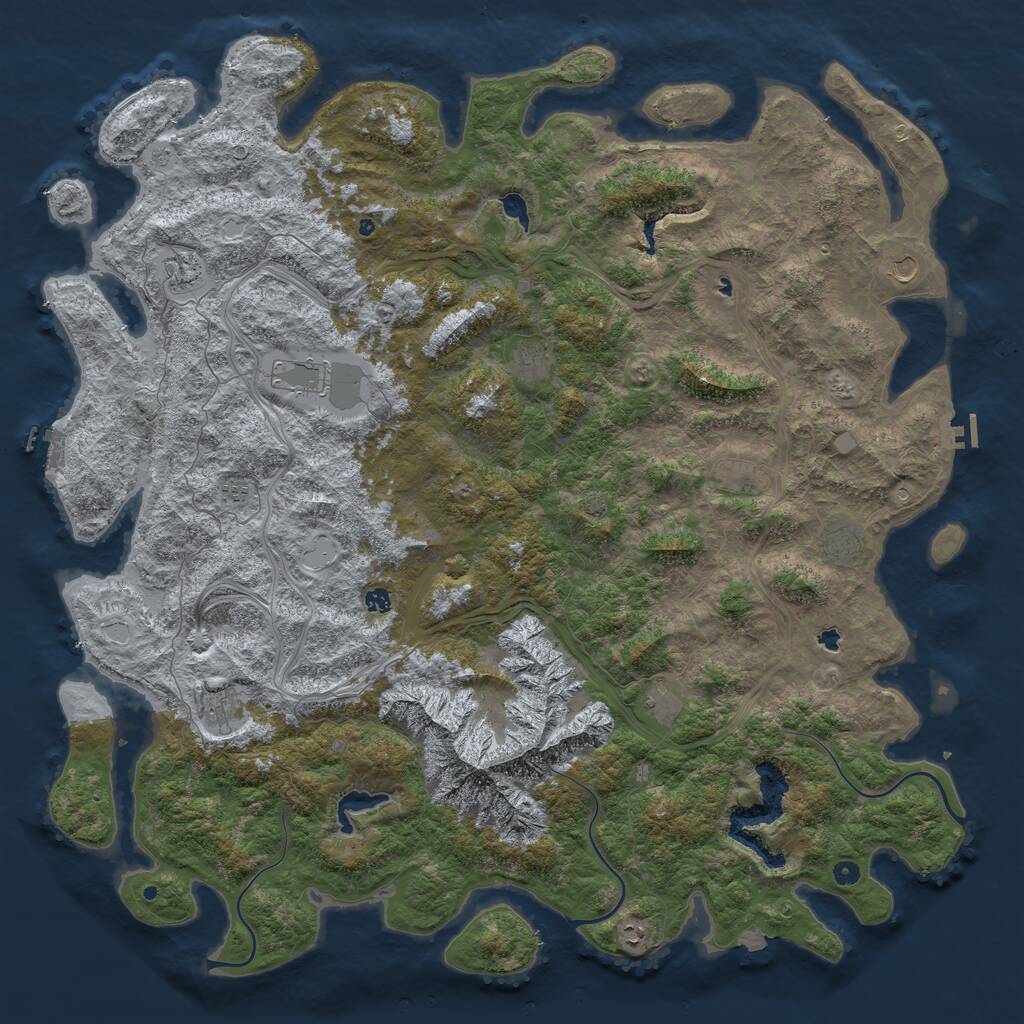 Rust Map: Procedural Map, Size: 6000, Seed: 3950, 17 Monuments