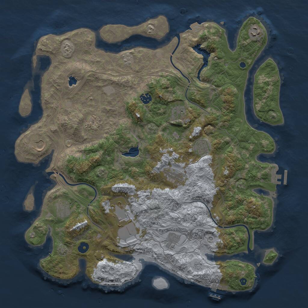 Rust Map: Procedural Map, Size: 4250, Seed: 1975564208, 17 Monuments