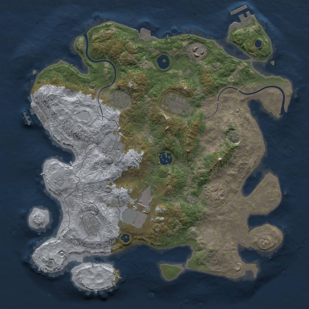 Rust Map: Procedural Map, Size: 3500, Seed: 1471354089, 14 Monuments