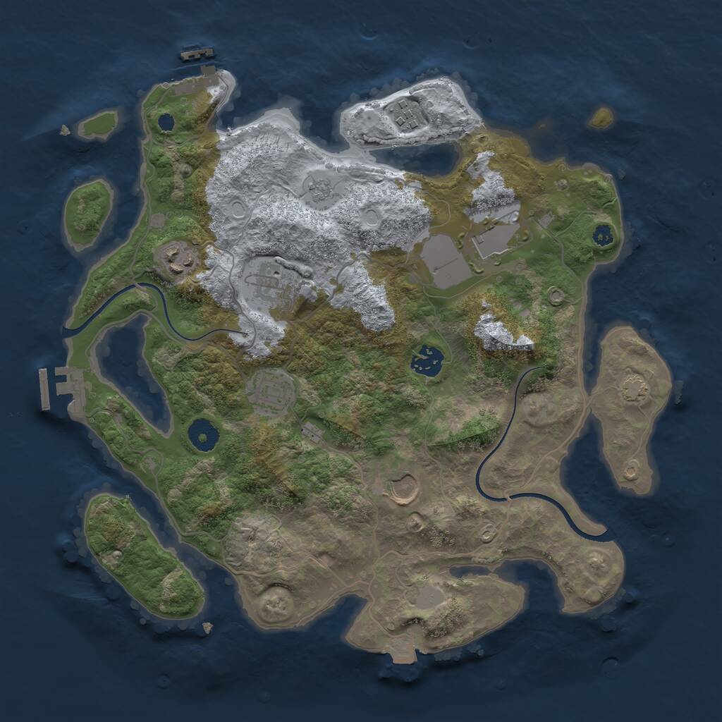 Rust Map: Procedural Map, Size: 3500, Seed: 1251056118, 12 Monuments