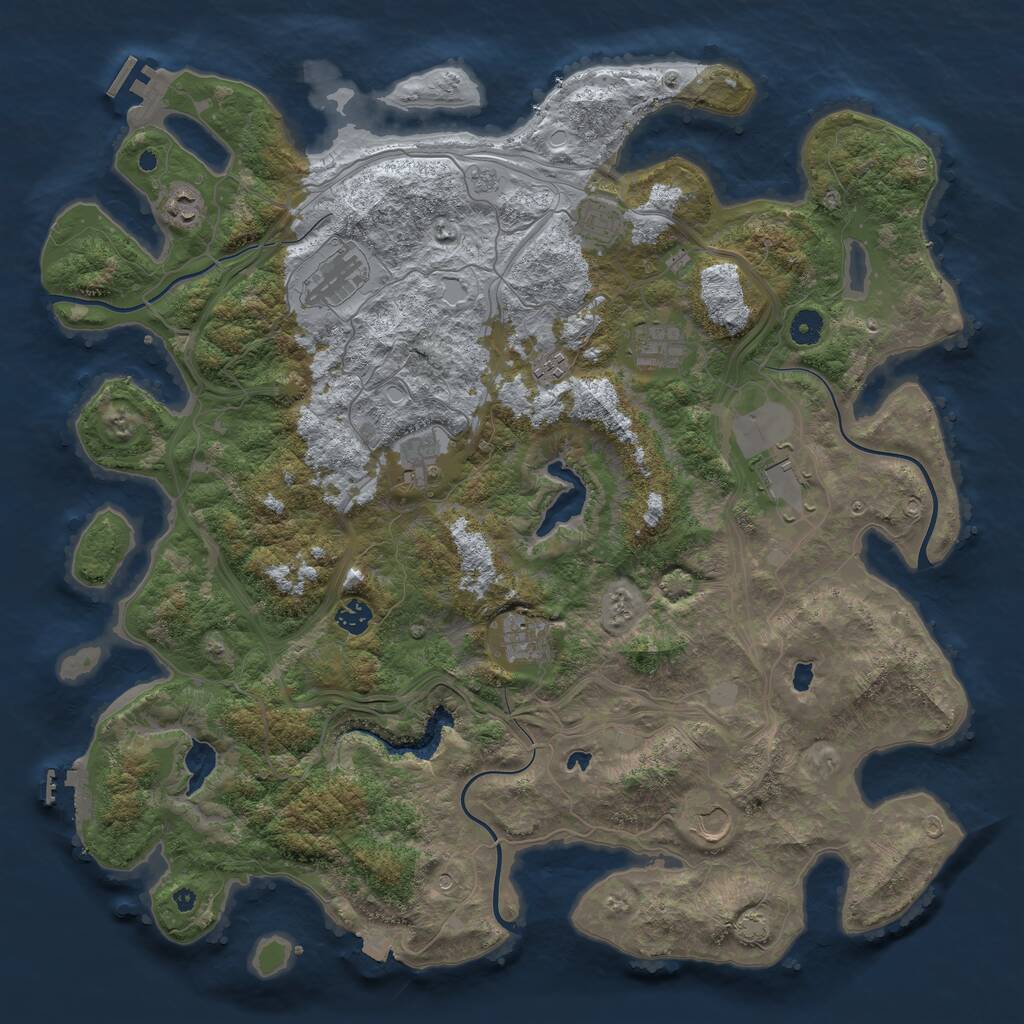 Rust Map: Procedural Map, Size: 4500, Seed: 829823123, 16 Monuments