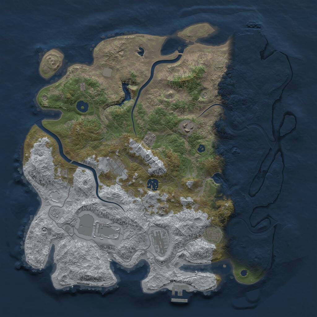 Rust Map: Procedural Map, Size: 4000, Seed: 975433043, 13 Monuments