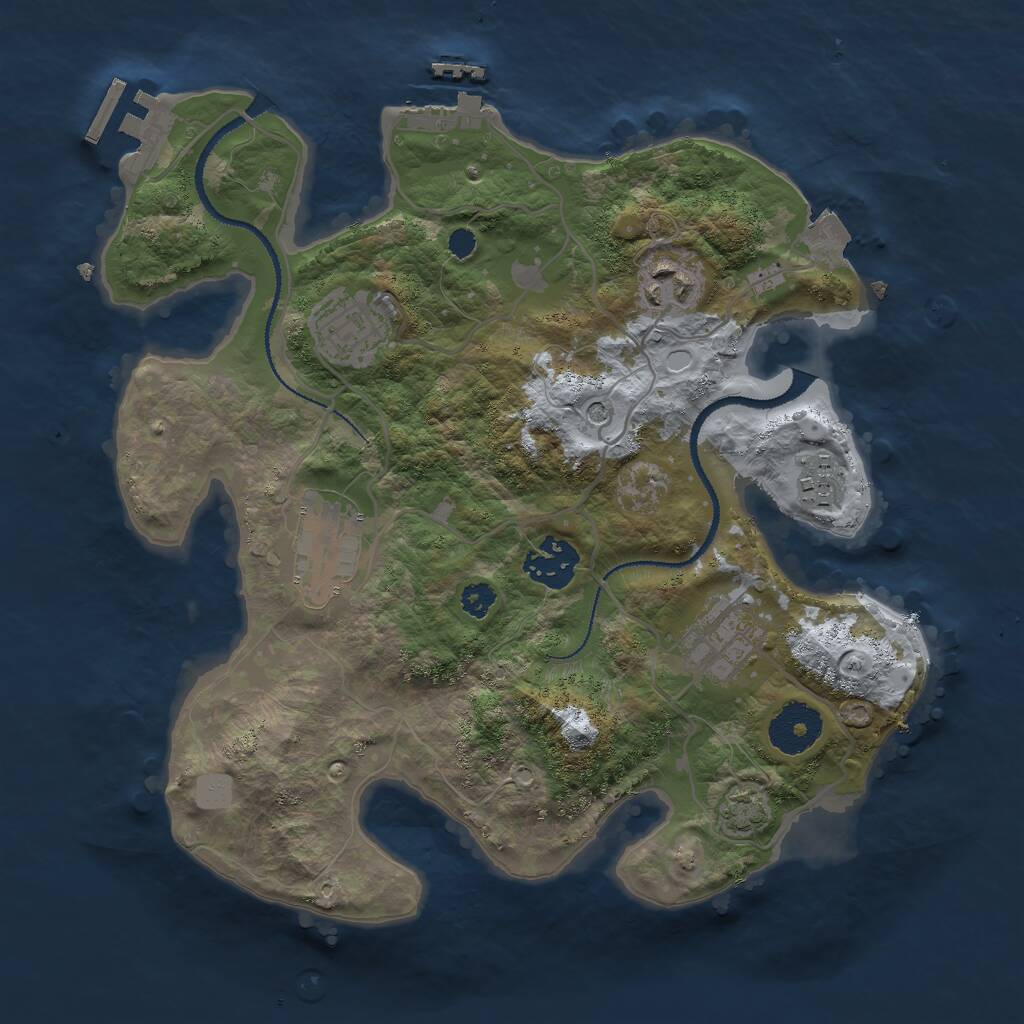 Rust Map: Procedural Map, Size: 3000, Seed: 230444202, 11 Monuments