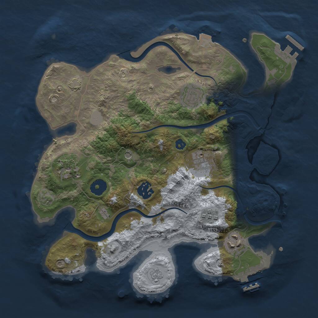 Rust Map: Procedural Map, Size: 3000, Seed: 28028, 12 Monuments