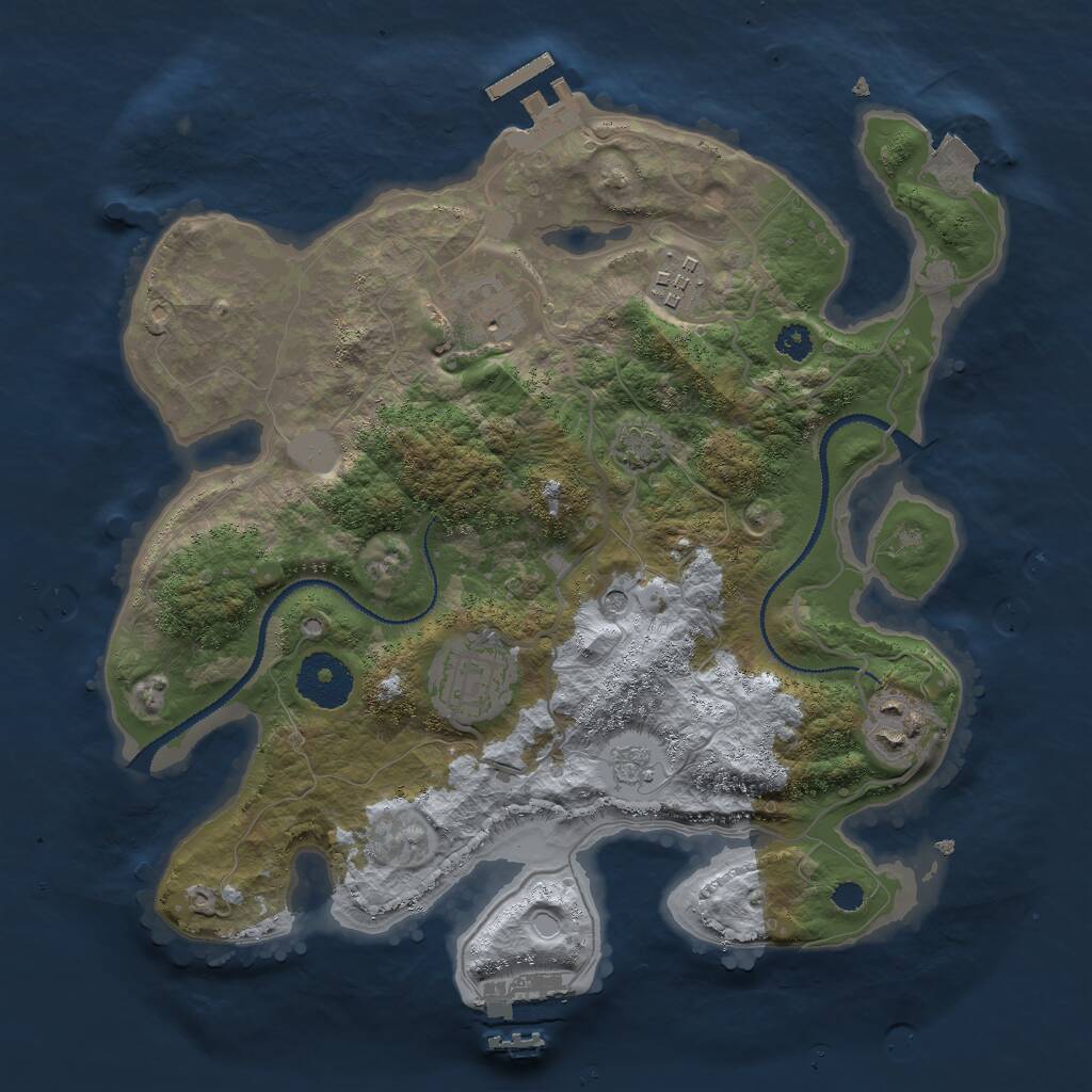 Rust Map: Procedural Map, Size: 3000, Seed: 28028, 10 Monuments