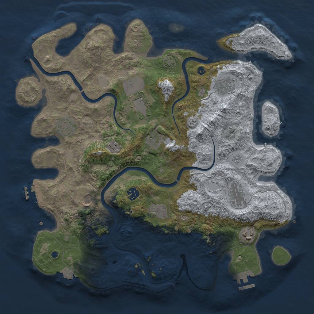 Rust Map: Procedural Map, Size: 3900, Seed: 8000, 16 Monuments