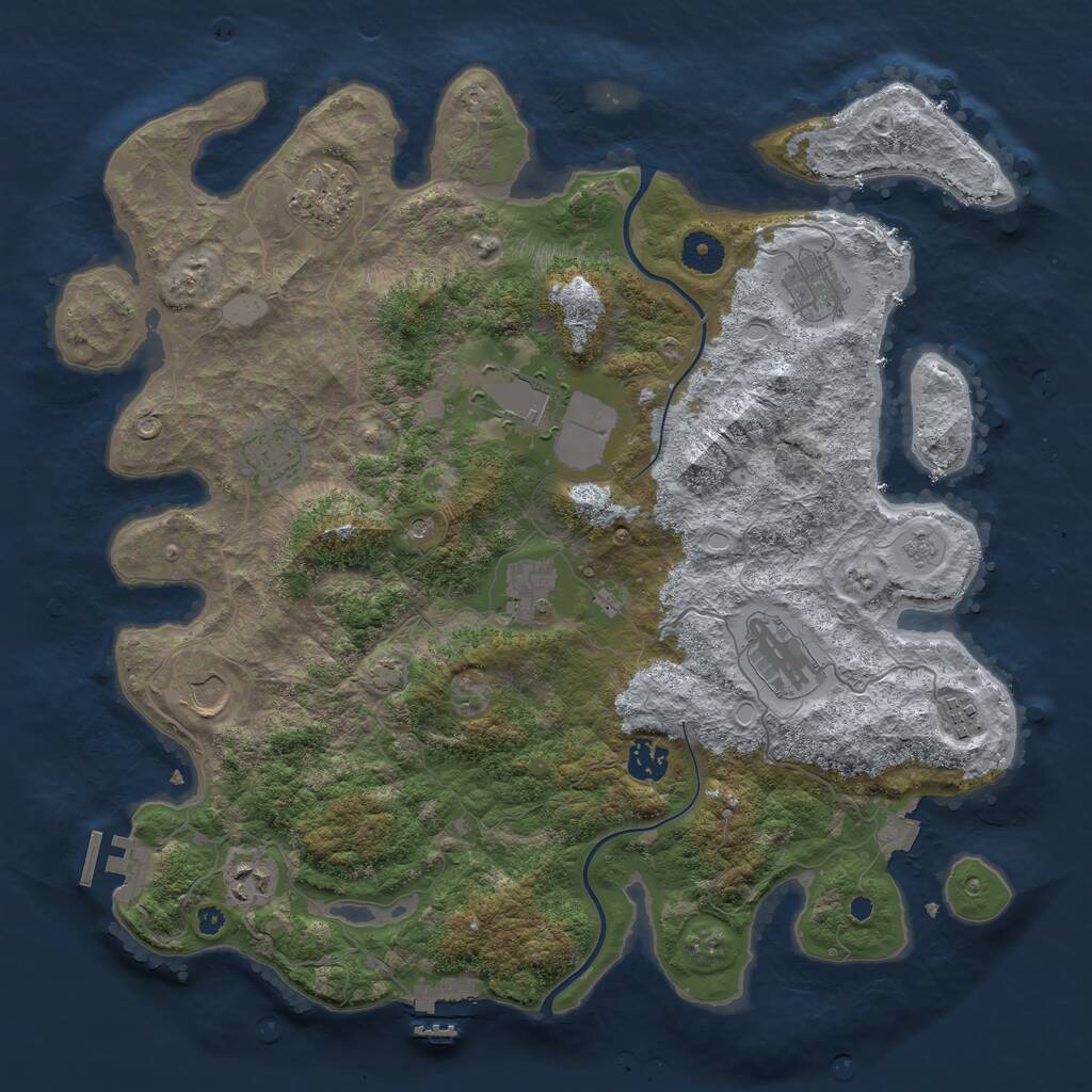 Rust Map: Procedural Map, Size: 3900, Seed: 8000, 16 Monuments