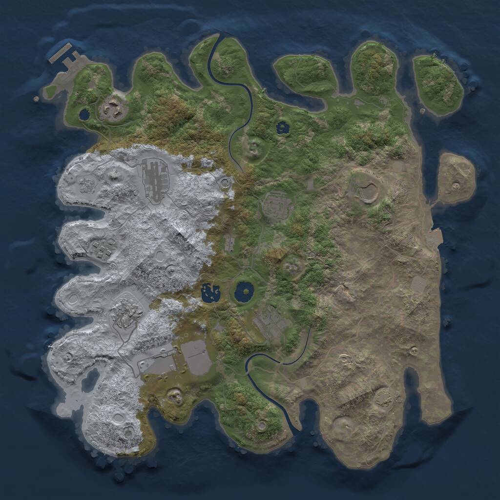 Rust Map: Procedural Map, Size: 3700, Seed: 1100601486, 14 Monuments