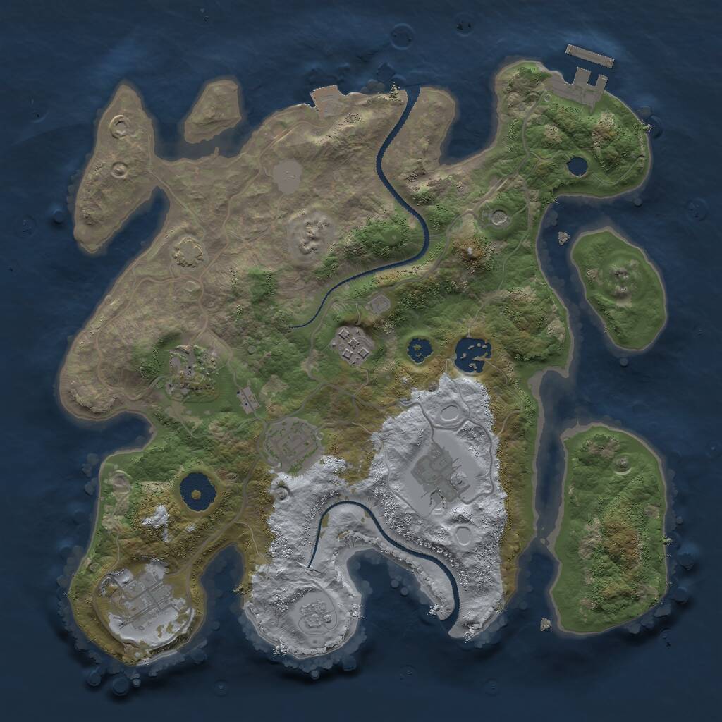 Rust Map: Procedural Map, Size: 3000, Seed: 206839056, 11 Monuments