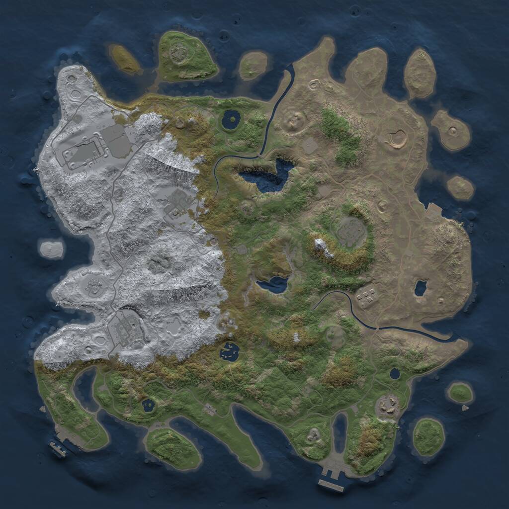 Rust Map: Procedural Map, Size: 4000, Seed: 1223986037, 14 Monuments