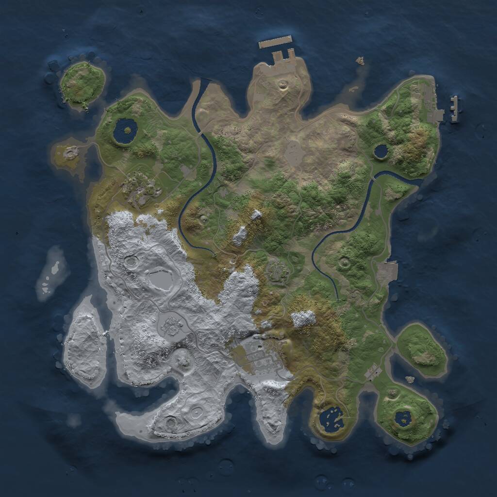 Rust Map: Procedural Map, Size: 3000, Seed: 18989, 8 Monuments