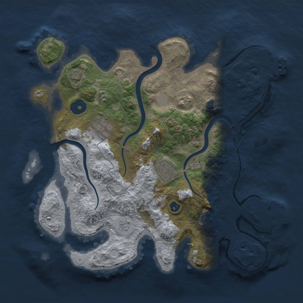 Rust Map: Procedural Map, Size: 3000, Seed: 18989, 8 Monuments