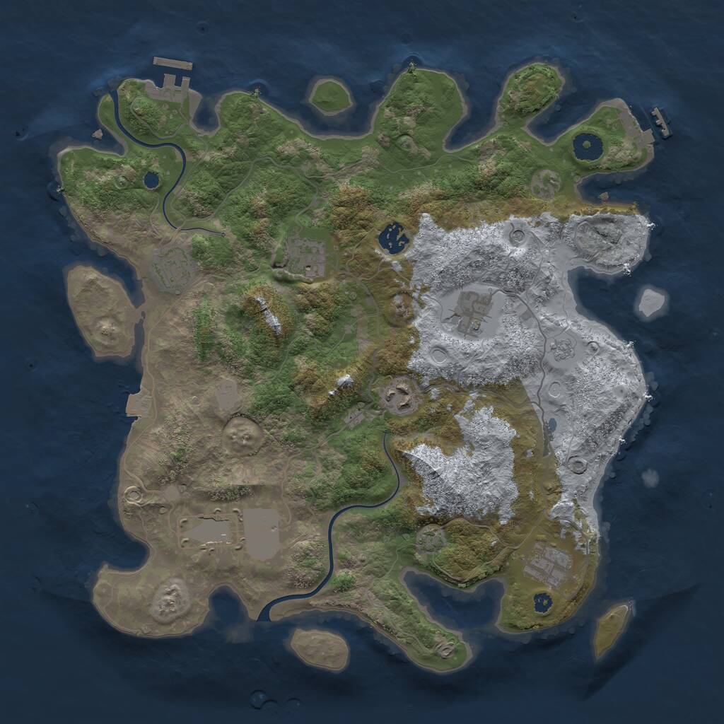 Rust Map: Procedural Map, Size: 3750, Seed: 21224, 13 Monuments