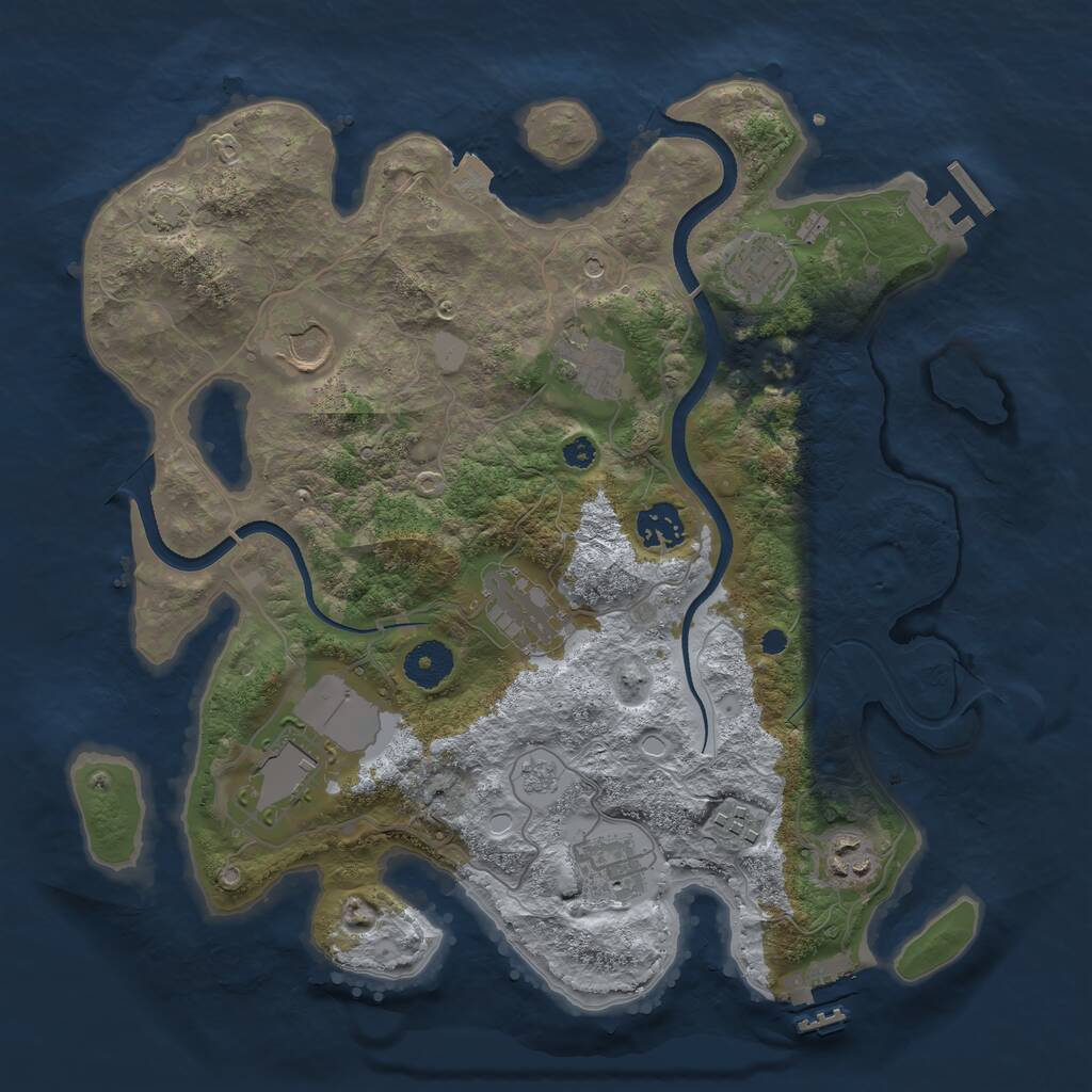 Rust Map: Procedural Map, Size: 3500, Seed: 46584, 15 Monuments