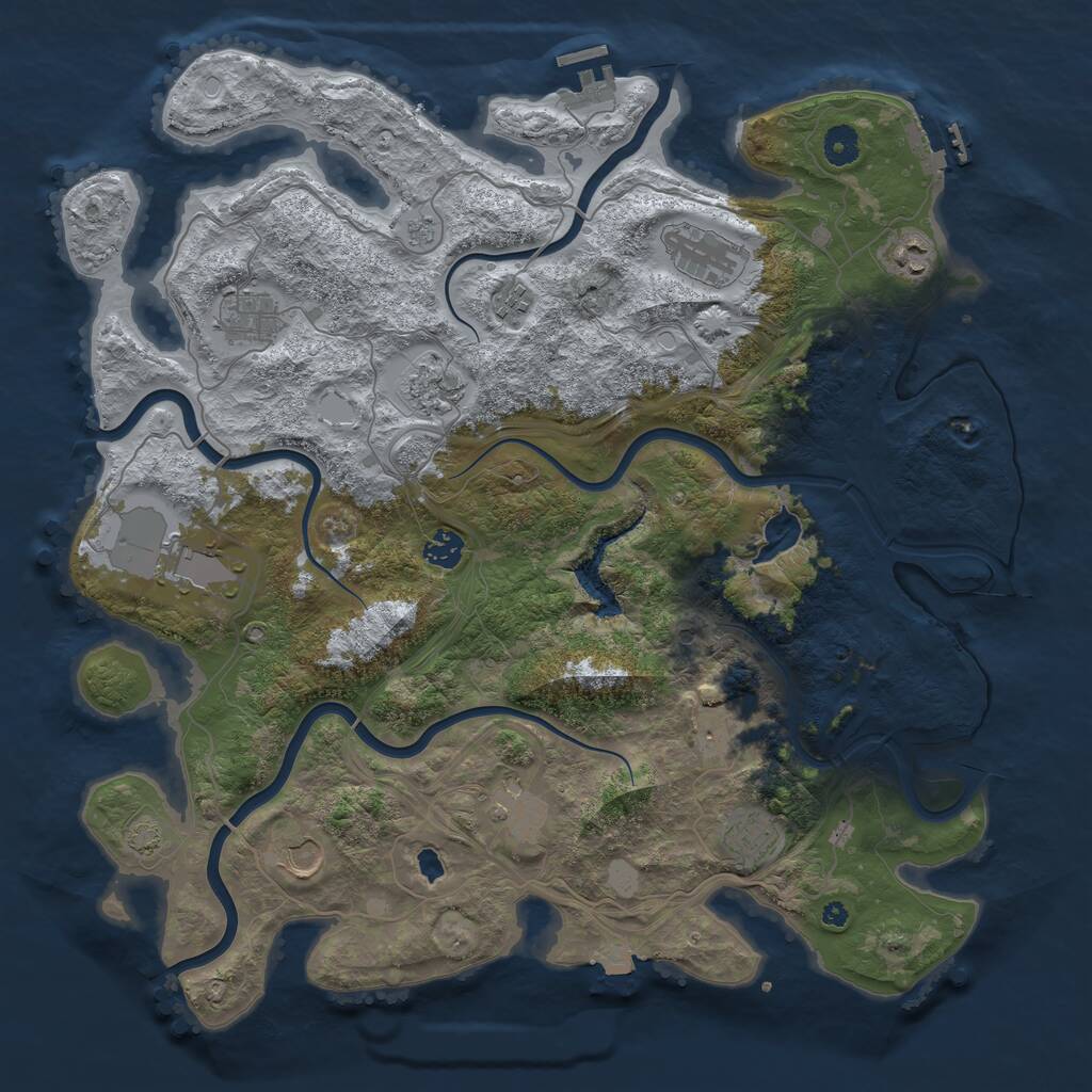 Rust Map: Procedural Map, Size: 4250, Seed: 990727866, 17 Monuments