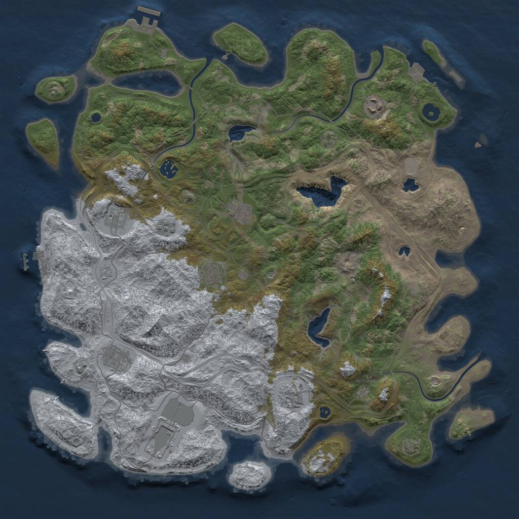 Rust Map: Procedural Map, Size: 4500, Seed: 45343, 15 Monuments