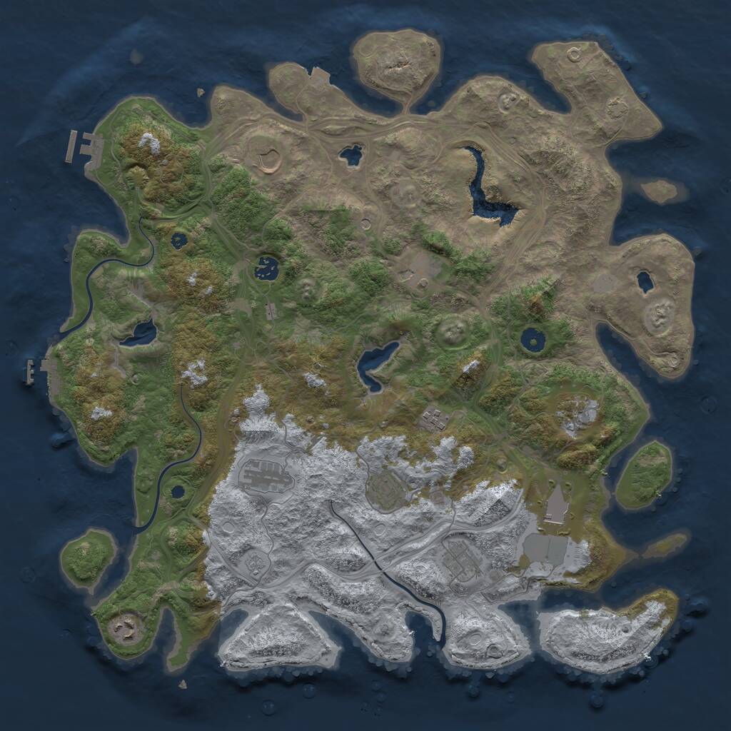 Rust Map: Procedural Map, Size: 4500, Seed: 706824912, 16 Monuments