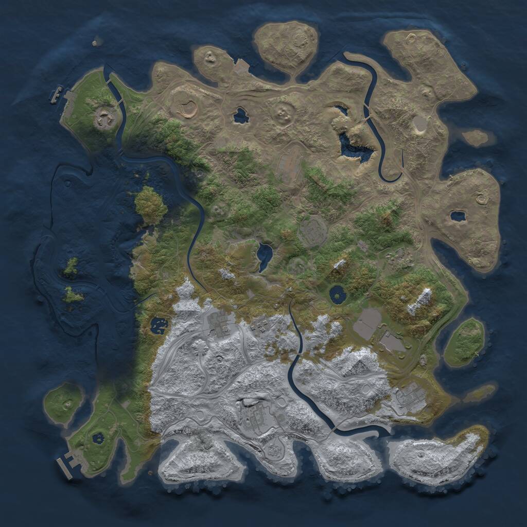 Rust Map: Procedural Map, Size: 4500, Seed: 706824912, 17 Monuments
