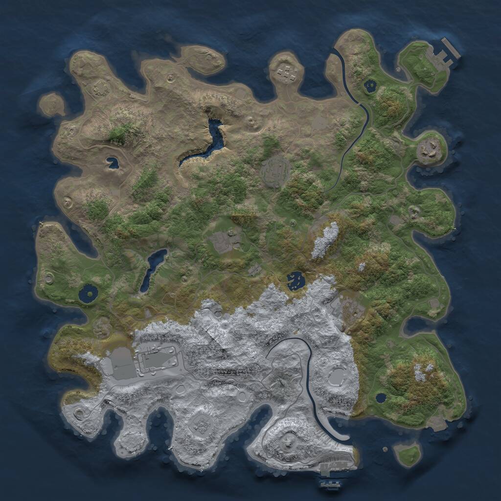 Rust Map: Procedural Map, Size: 4000, Seed: 506500, 13 Monuments