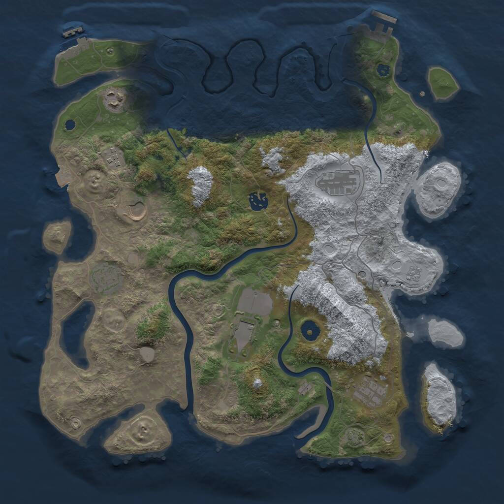 Rust Map: Procedural Map, Size: 3900, Seed: 202412051, 14 Monuments