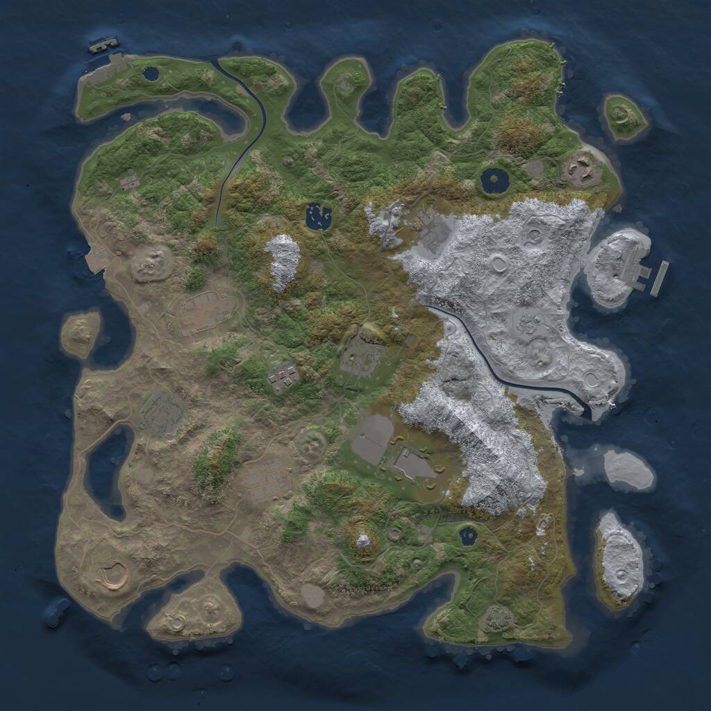 Rust Map: Procedural Map, Size: 3900, Seed: 202412051, 16 Monuments