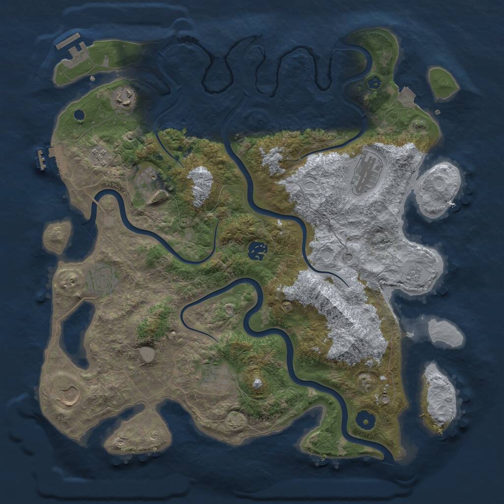 Rust Map: Procedural Map, Size: 3900, Seed: 202412051, 14 Monuments