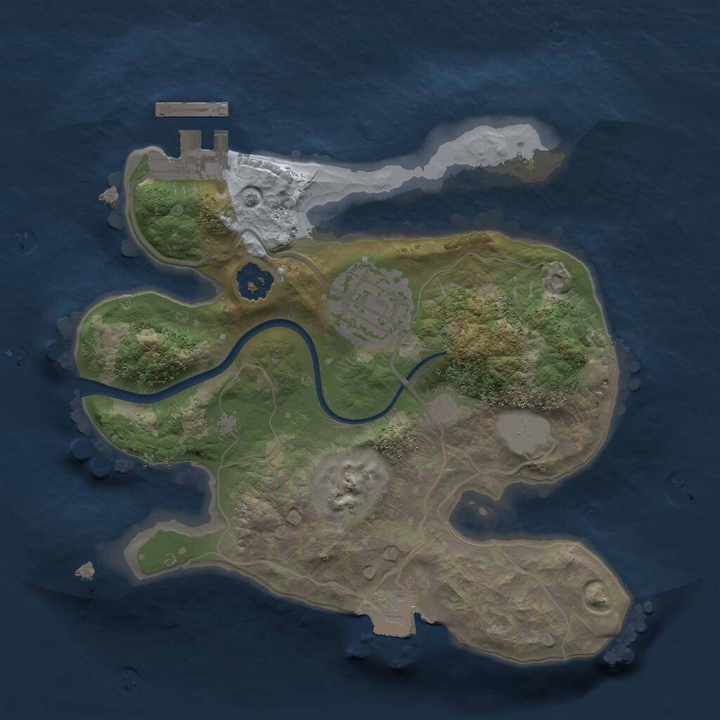 Rust Map: Procedural Map, Size: 2000, Seed: 500703, 3 Monuments