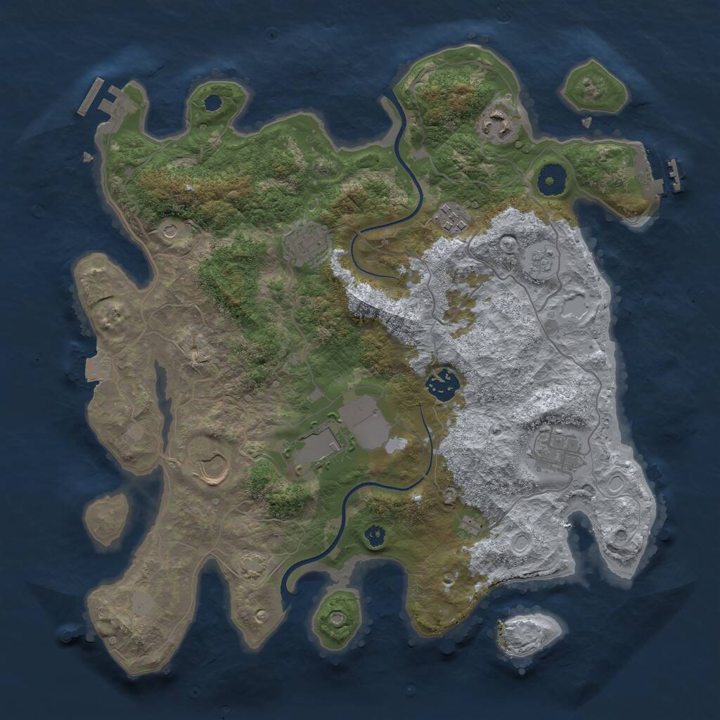 Rust Map: Procedural Map, Size: 3500, Seed: 25678, 13 Monuments