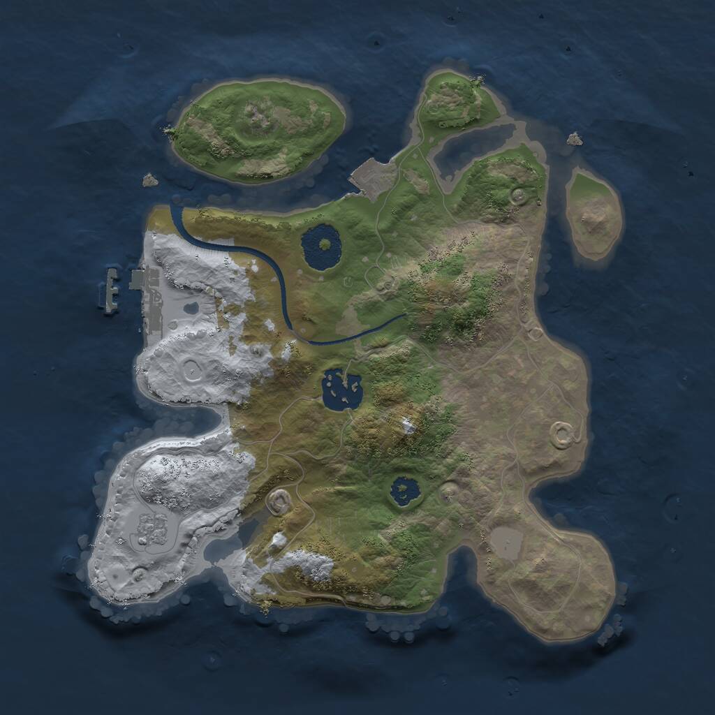 Rust Map: Procedural Map, Size: 2500, Seed: 3581, 4 Monuments